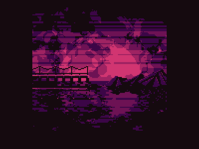 Pink Night drawing landscape pixel pixel art videogame