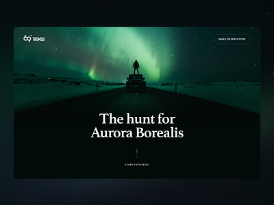 The hunt for Aurora Borealis adventure aurora aurora borealis clean dark hero lights nordic northern lights norway travel ui ux web web design website