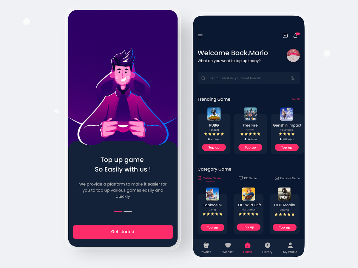 Tobrut | top up game App by Makkun for Peddium on Dribbble