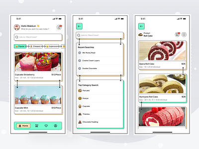 Cake Store Apps app cake clean colorful cookie design food graphic design illustration mobile shop store sweet ui ux