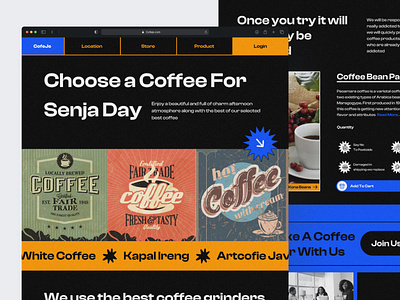 Cofeje - Coffee Shop bold branding cafe cafeine coffee design graphic design homepage illustration landing page shop ui ux web design website