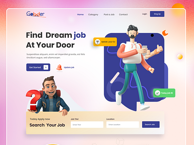 Job Finder Web UI 3d colorful design design graphic design illustration job finder job search website job seeker popular shot redesign trend 2021 ui ux vector web design web ui