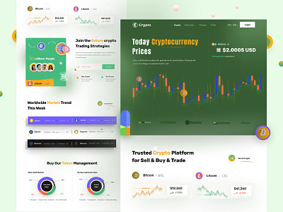 Crypto Currency landing page 3d blockchain branding colorful design creative design crypto cryptocurrency cryptowallet exchange finance graphic design home page illustration landing page logo popular design trade trend 2021 webdesign website