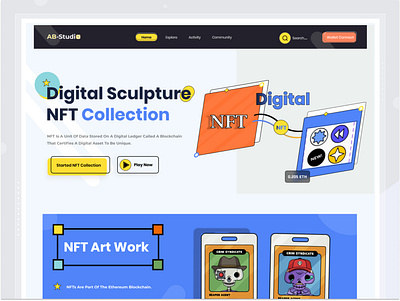 NFT landing page design cryptoart cryptocurrency home page landing page nft landing page nft marketplace nft marketplace website nft platform nftart web webpage website website design