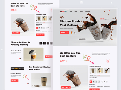 Coffee shop website design home page landing landing page ui web webdesign website website design