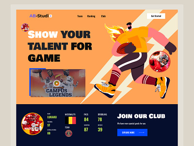 Sports Game landing page design home page landing landing page landingpage web web page webdesign website website design