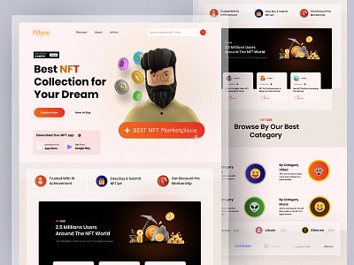 NFTs Marketplace Website design art bitcoin cryptoart cryptocurrency design home page interface landing page marketplace nft nfts token ui web website website design