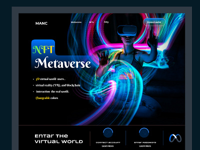 Metaverse : NFT landing page art bitcoin cryptoart cryptocurrency design home page interface landing page marketplace metaverse nft nfts token ui web website website design