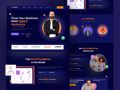 Agency landing page design interface product service startup ui ux web website