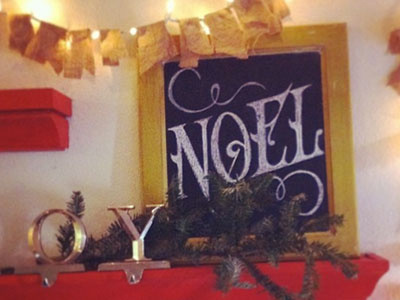 Noel P2 chalk christmas hand lettering process wall