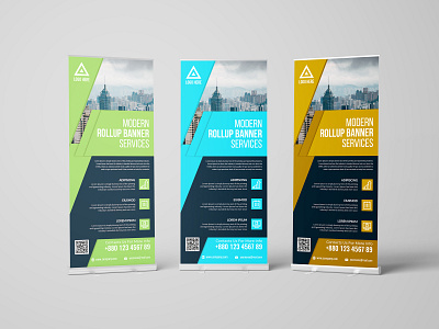 Corporate Roll-up Banner blue green red technology