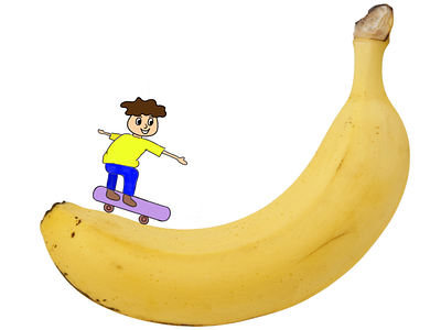 Banana Skating creative design doodle illustration