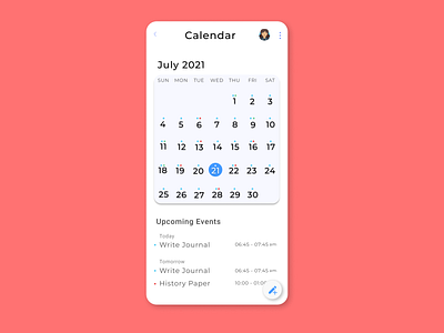 Calendar UI dailyui day38 design ui