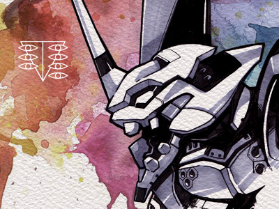 Hikari Shinji's EVA 01 - Evangelion evangelion mecha watercolor