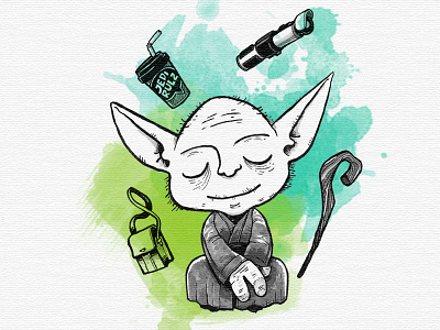 Yoda sketch starwars watercolor yoda