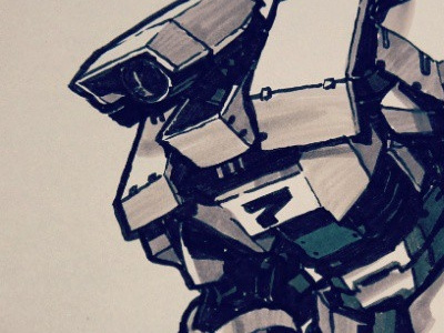 SE7EN Brigade Mech brushpen copic illustration mecha