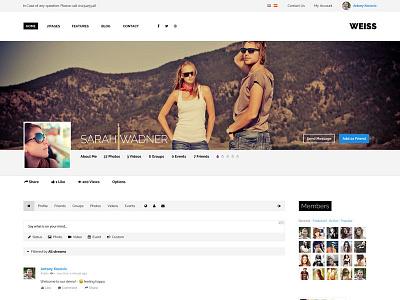 Weiss - JomSocial clean flat jomsocial joomla template ui