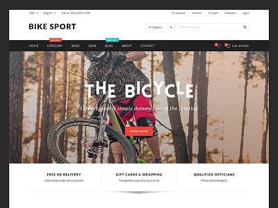 Bike Sport - Freebie PSD Template ecommerce free freebie goods photoshop psd shop sport template