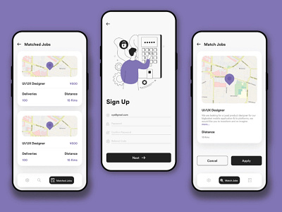 Job Finder App UI Design app design design graphic design illustration ui ux