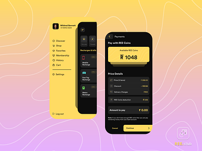 REE.Club App Design app design graphic design illustration ui ux