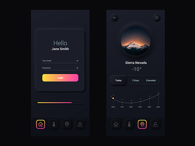 Neumorphism Dark App - UI Trend 2020