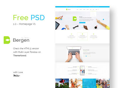 Freepsd Bergen Homepage business clean creative free psd homepage html5 modern parallax psd template responsive template website