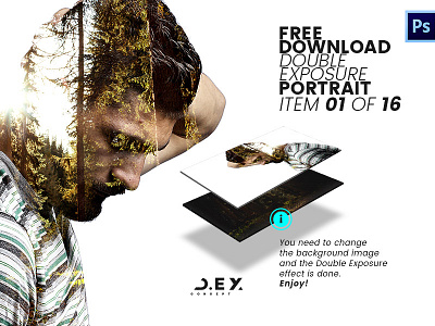 FREE Double Exposure Portrait from D.EX Concept coming soon css3 double exposure free psd html5 portrait stock template