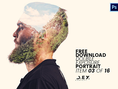 FREE Double Exposure Portrait from D.EX Concept 03/16 blending double exposure free psd parallax photography template