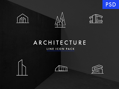 Minimal Architecture Line Icon Pack - FREE PSD architects architecture architecture icons building free psd icon pack minimal icons modern icons