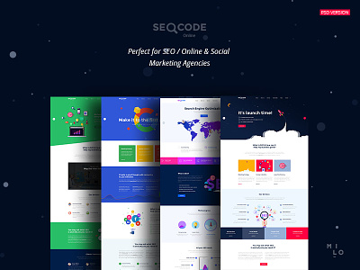 SeoCode - The Ultimate SEO & Online Marketing PSD Template agency blog flat design marketing modern design seo social media website