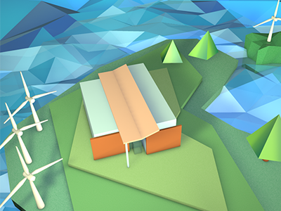 Sustainable Island 3d building c4d energy island low poly