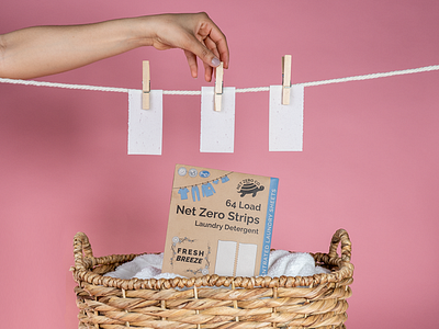 Net Zero Eco-friendly Laundry detergent strips photography product product shot