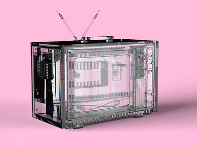 Static TV 3d experiment explore keyshot noise pink tv