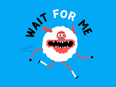 Wait for me! illustration monster mrbaumgarten running vector