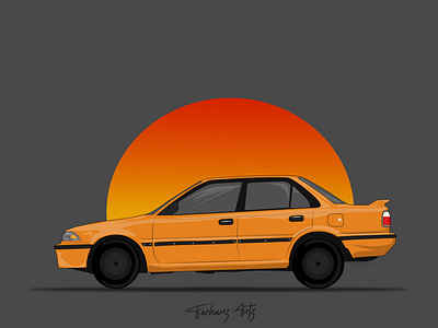 Toyota corolla AE92 car illustration