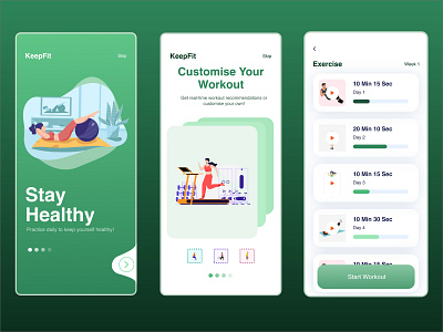 KeepFit Onboarding Screens | Adobe XD Daily Challenge Day 1 adobexd adobexdmasterclass app design graphic design ui ux xddailychallenge