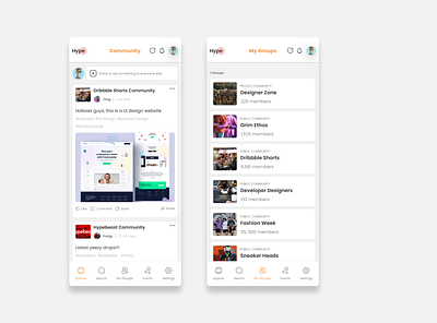 Hype Community App app branding community design mobile ui ux