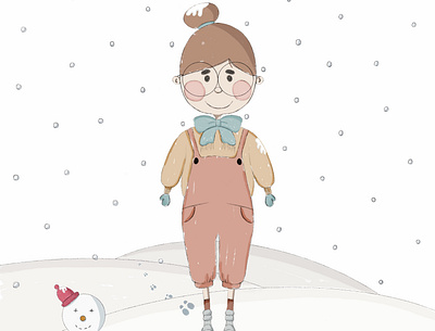 Snowy design digital painting girl illustration sketchbook snow winter