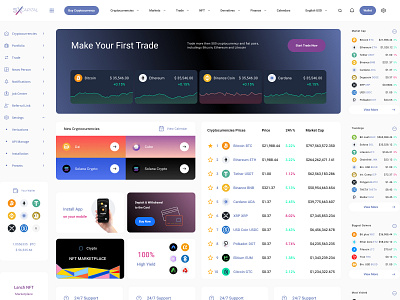 Crypto landing page design for 5X Capital crypto dark mode figma landing page webdesign