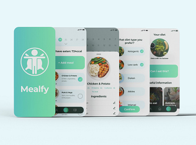 Mealfy AI Dietologist branding design diete food graphic design health logo ui ux