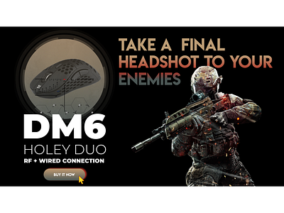 Advertising banner for the gaming mouse adobe photoshop advertising banner banner cta figma game design gaming hardware gaming mouse gradient graphic design mockup design shooter sniper scope soldier