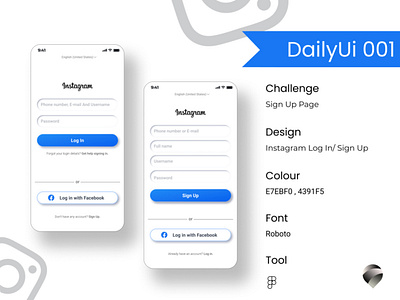DailyUi 001 - Instagram Sig Up Page 001 dailyui design instagram ui ux