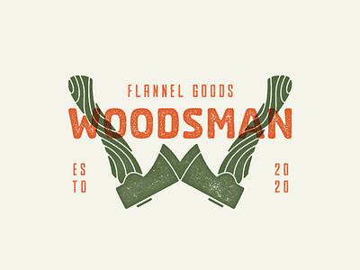 Woodsman Flannel Goods branding flannel hatchet logo logos lumberjack woodblock