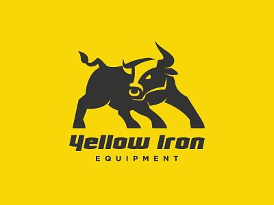 Yellow Iron Logo branding bull icon logo logo design tough wordmark