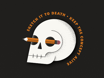 Sketch It To Death flat grain texture icon illustration logo logo design pencil skull skull art texture vector