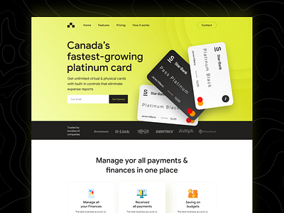 Financial landing page ui