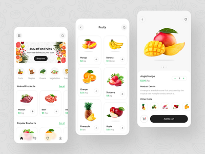 Fruits Delivery Mobile App 3d shop app design app design branding design e commech appui ux e commerce app ui e commerch app e shop figma figma ui food and drink food app ui furits delivery app illustration logo mobile food app ui ui ux design ux