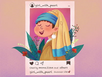 Girl with a Pearl Earring vs Instagram character illustration illustration kid illustration masterpieceart