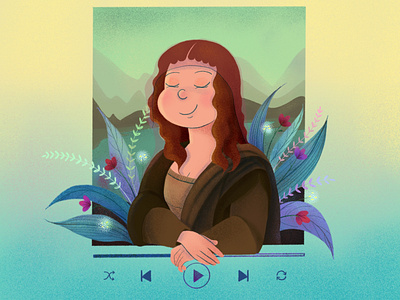 Mona Lisa vs Spotify character illustration illustration kid illustration masterpieceart