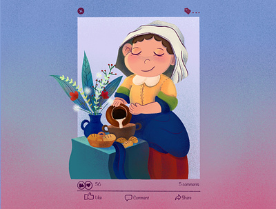 The Milkmaid vs Facebook character illustration illustration kid illustration masterpieceart